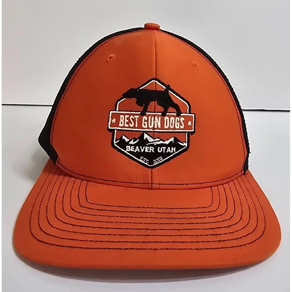 Richardson 112 Trucker Cap Mens OSFM Orange Best Gun Dogs Beaver Utah Snapback